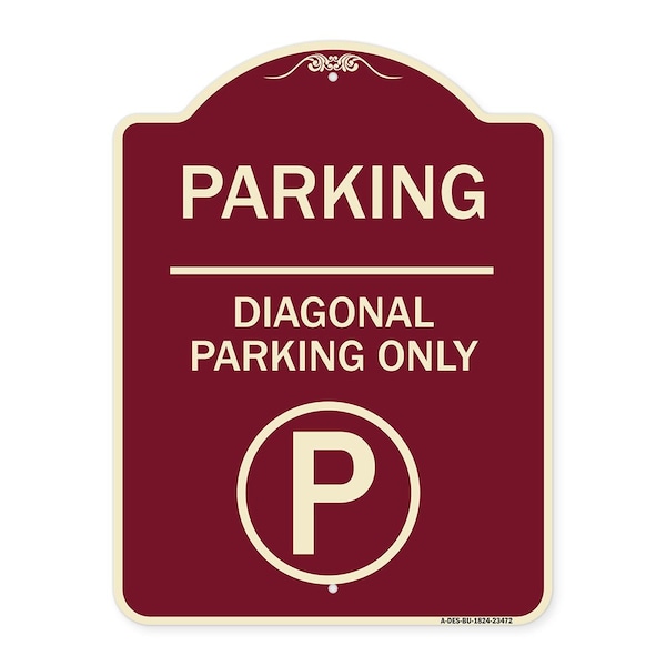 Signmission Parking Diagonal Parking W/ Parking Heavy-Gauge Aluminum Sign, 24" x 18", BU-1824-23472 A-DES-BU-1824-23472 - main